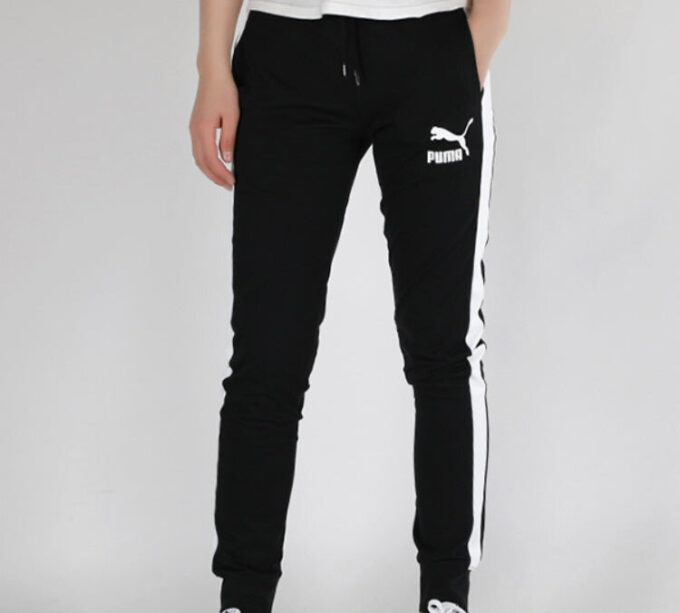 Pantalones deportivos icónicos T7 para mujer, color negro