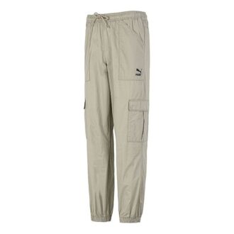Pantalones largos casuales de tejido cargo con pies tejidos en blanco cremoso