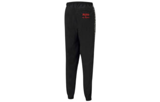 Pantalones largos deportivos con cordón tejido y grafiti Crossover de PUMA x Mr Doodle, color negro