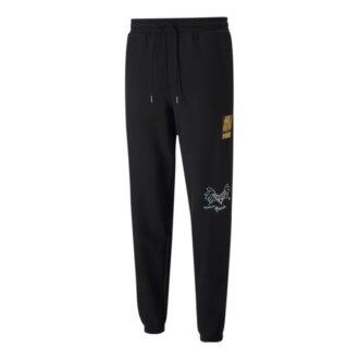 Pantalones largos deportivos PUMA x BRITTO Crossover informales y transpirables de punto para hombre, color negro