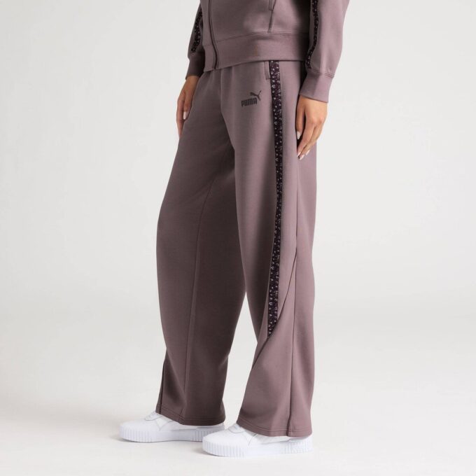Pantalones rectos con estampado animal Essentials para mujer Pantalones rectos con estampado animal Essentials para mujer
