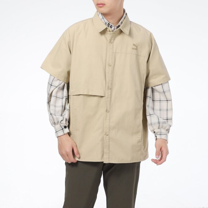 Polo clásico de manga corta extragrande en beige