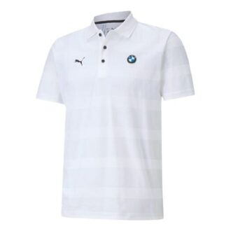 Polo de manga corta a rayas PUMA x BMW Motorsport “Blanco y negro”