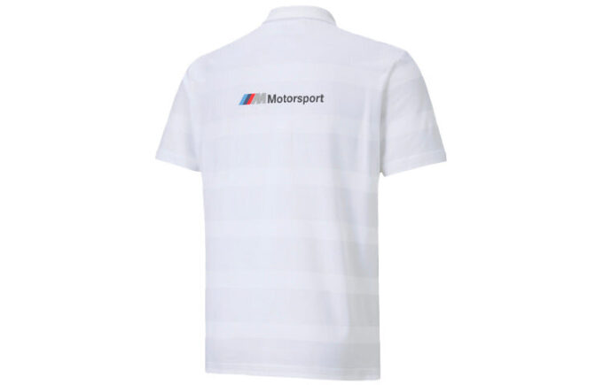 Polo de manga corta a rayas PUMA x BMW Motorsport “Blanco y negro”