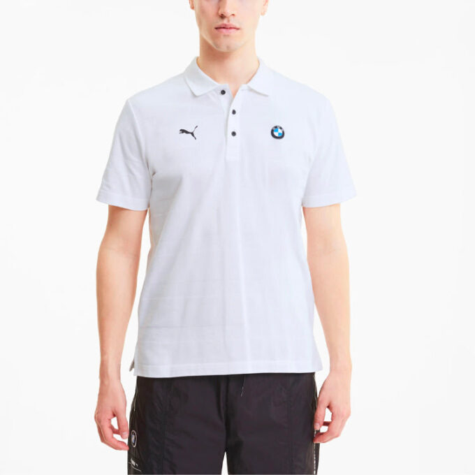 Polo de manga corta a rayas PUMA x BMW Motorsport “Blanco y negro”