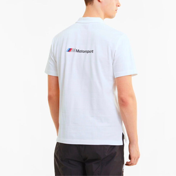 Polo de manga corta a rayas PUMA x BMW Motorsport “Blanco y negro”