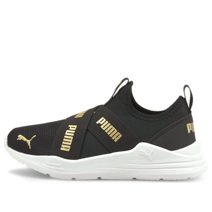 (PS) Zapatillas sin cordones Wired Run “Black Team Gold”