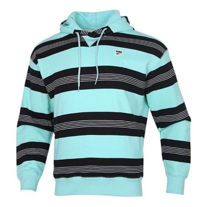 Sudadera con capucha a rayas del centro de la ciudad “Azul, blanco y negro”