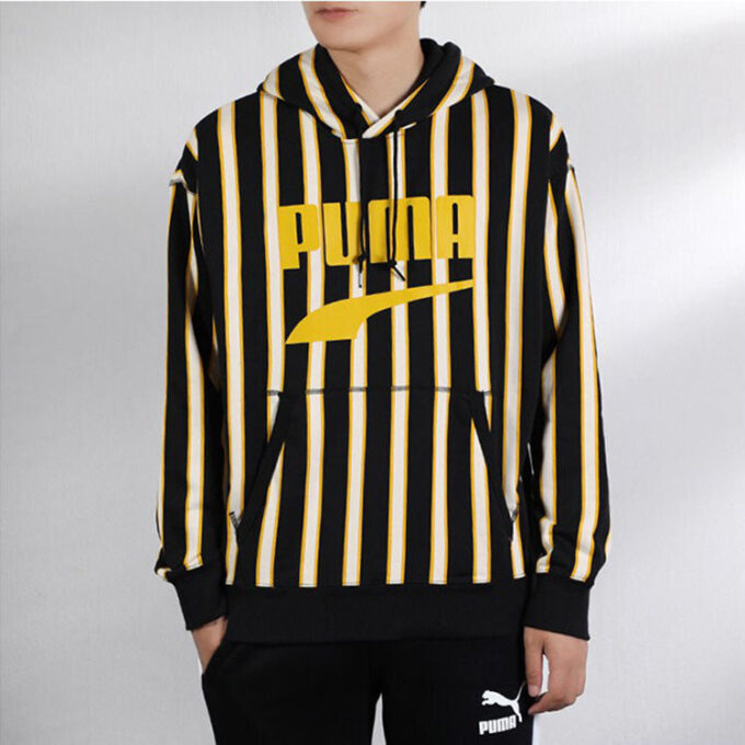Sudadera con capucha a rayas “Negro Amarillo Blanco”