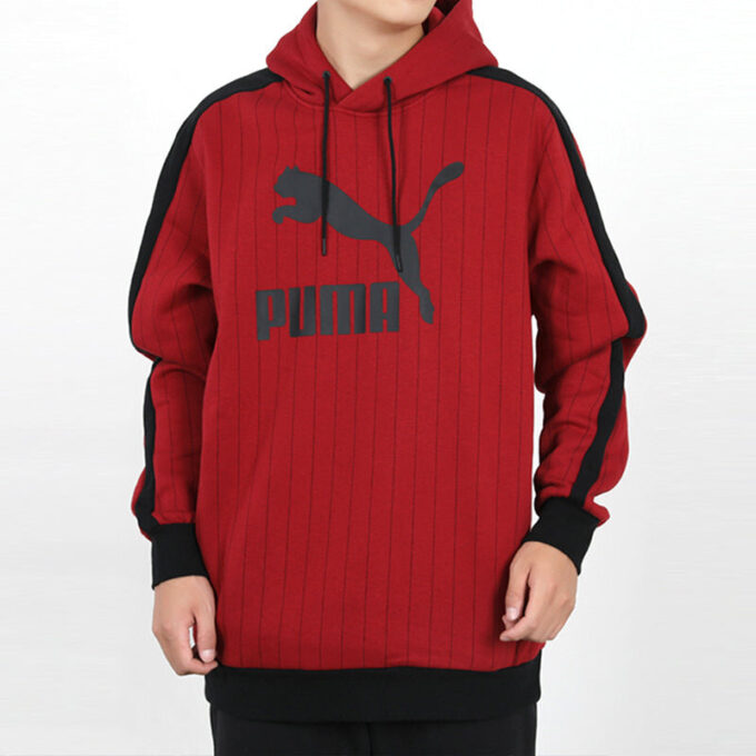 Sudadera con capucha AOP de rayas rojas