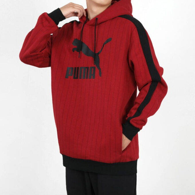 Sudadera con capucha AOP de rayas rojas