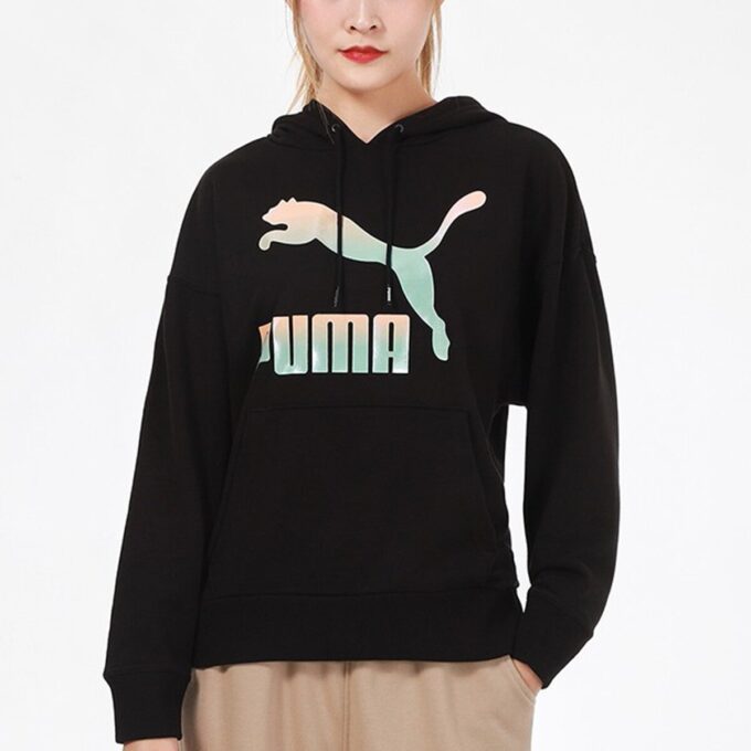 Sudadera con capucha clásica con el logotipo en blanco y negro (mujeres)
