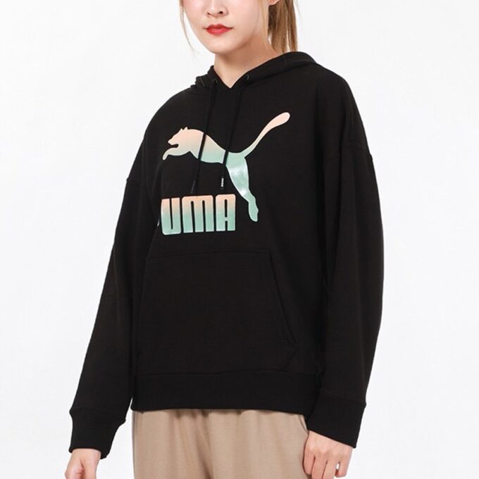Sudadera con capucha clásica con el logotipo en blanco y negro (mujeres)