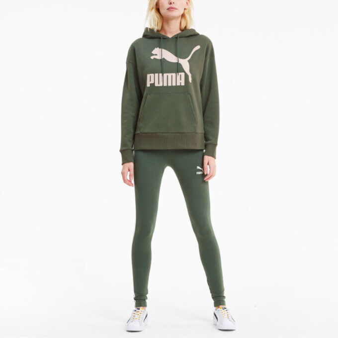 Sudadera con capucha clásica con el logotipo “Verde oliva y blanco” (mujeres)