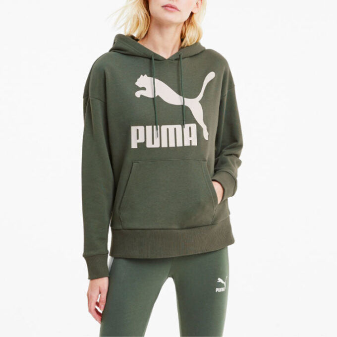 Sudadera con capucha clásica con el logotipo “Verde oliva y blanco” (mujeres)