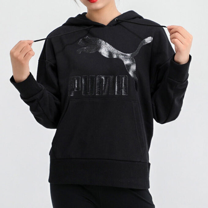 Sudadera con capucha clásica con logotipo en negro (mujeres)
