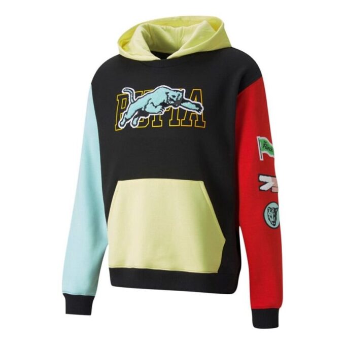 Sudadera con capucha combinada “Negro Amarillo Rojo Azul”