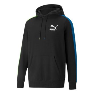 Sudadera con capucha de algodón con cuello redondo “Negro, azul y verde”