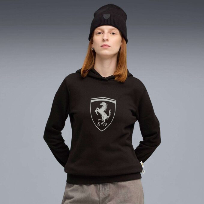 Sudadera con capucha de forro polar para mujer de la Scuderia Ferrari Motorsport Sudadera con capucha de forro polar para mujer de la Scuderia Ferrari Motorsport