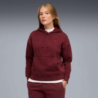 Sudadera con capucha de polar con lavado ácido Elevated Essentials para mujer