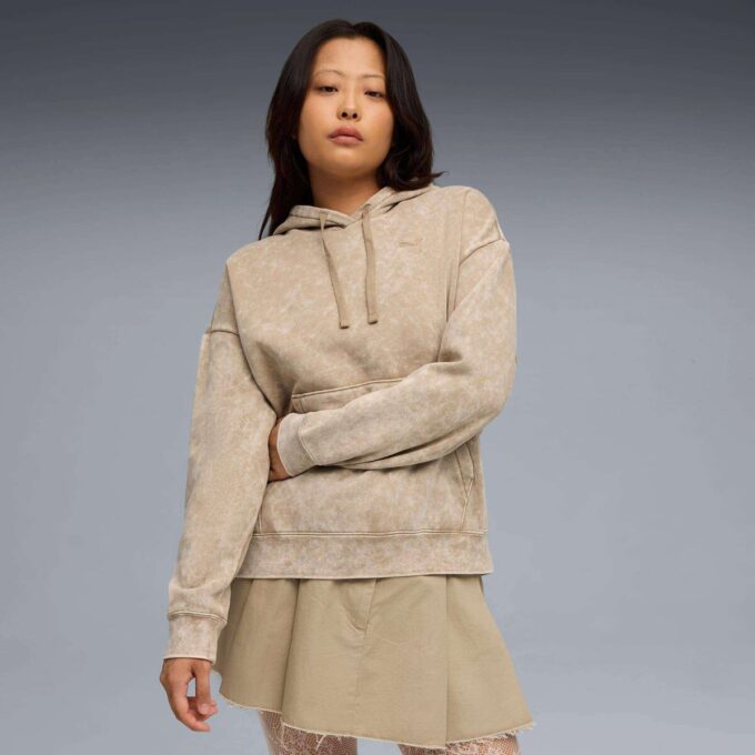 Sudadera con capucha de polar con lavado ácido Elevated Essentials para mujer Sudadera con capucha de polar con lavado ácido Elevated Essentials para mujer