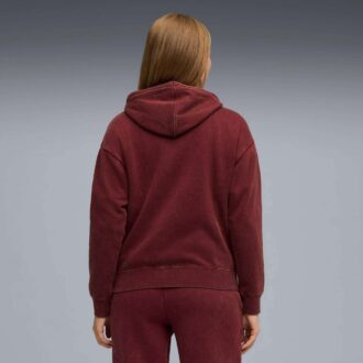 Sudadera con capucha de polar con lavado ácido Elevated Essentials para mujer