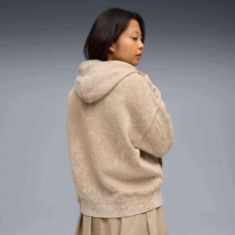 Sudadera con capucha de polar con lavado ácido Elevated Essentials para mujer