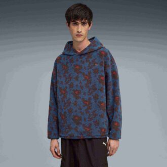 Sudadera con capucha de polar estampada para hombre con estampado completo