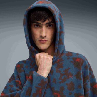 Sudadera con capucha de polar estampada para hombre con estampado completo