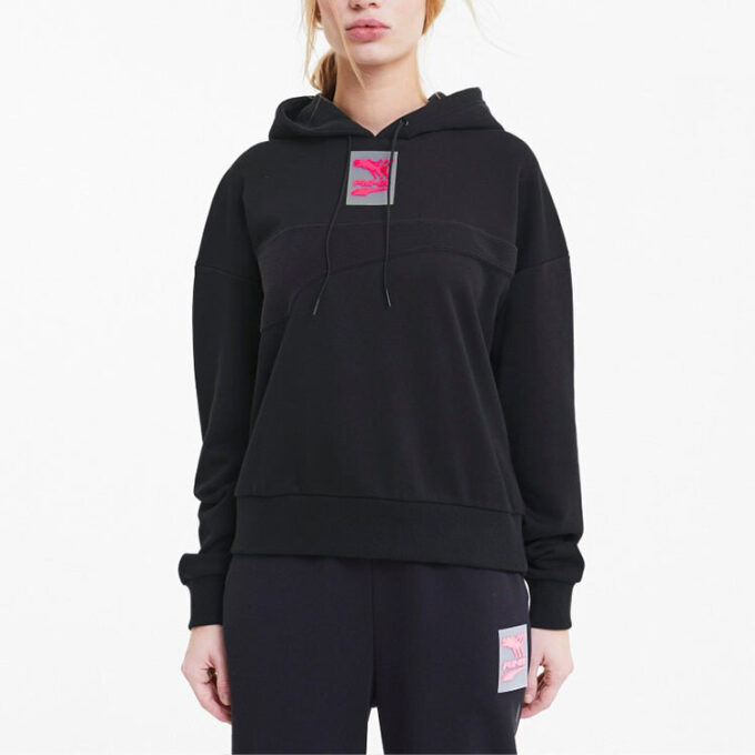 Sudadera con capucha deportiva informal de manga larga para mujer, color negro