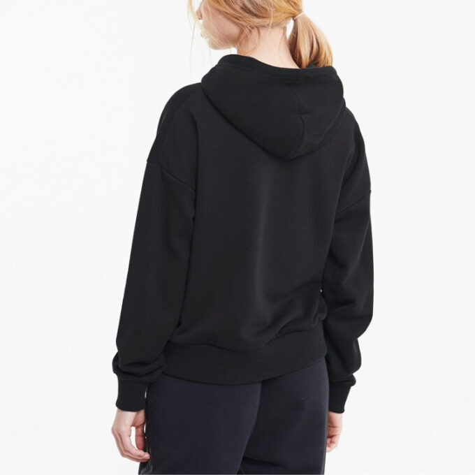 Sudadera con capucha deportiva informal de manga larga para mujer, color negro