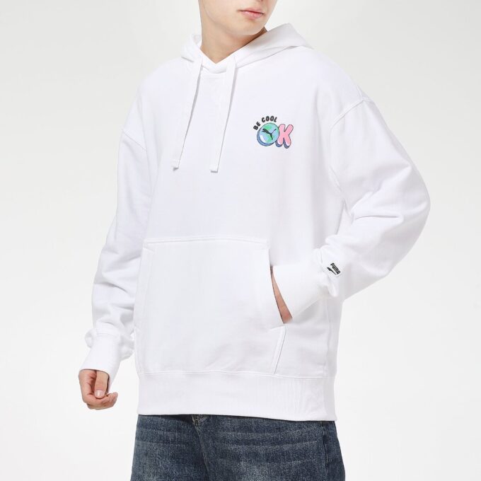 Sudadera con capucha gráfica del centro “Blanco, azul y rojo”