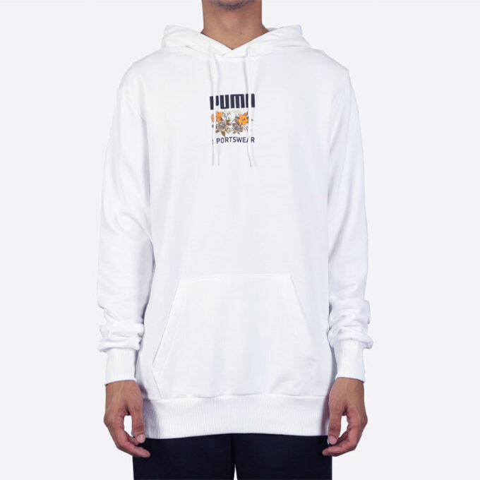 Sudadera con capucha gráfica Trend Aop “Blanco, negro y amarillo”