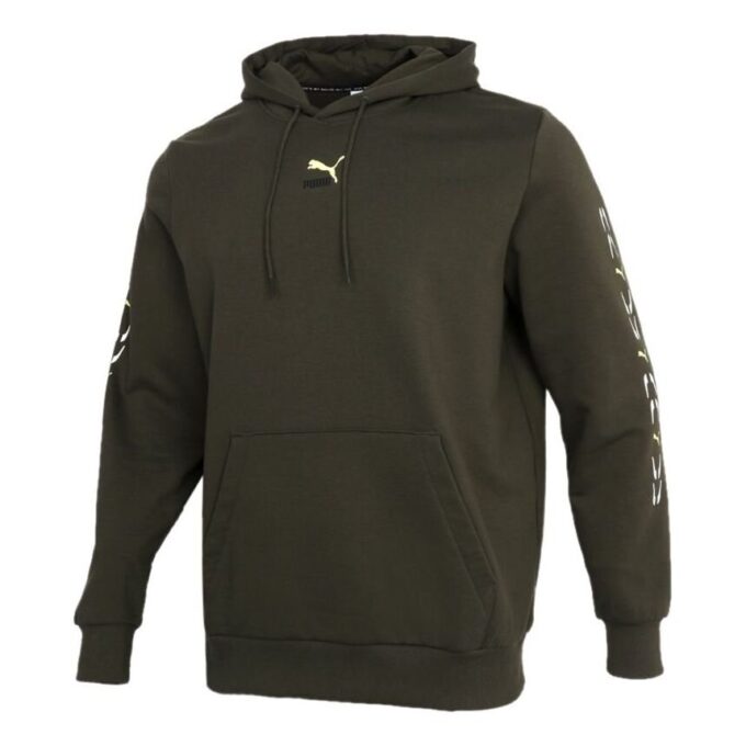 Sudadera con capucha gráfica “Verde oliva y blanco”