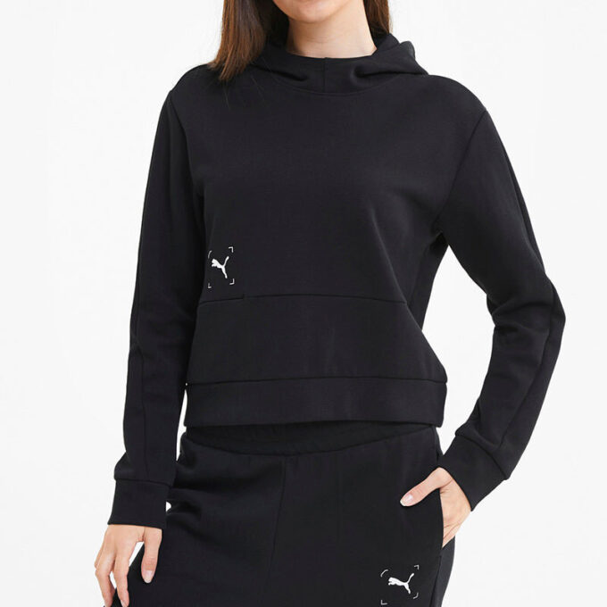 Sudadera con capucha Nu-Tility (mujeres) “Negro y blanco”