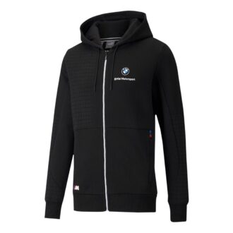 Sudadera con capucha PUMA x BMW M Motorsport de corte regular y cremallera completa en negro y blanco