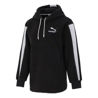 Sudadera con capucha Sherpa para mujer, color blanco y negro