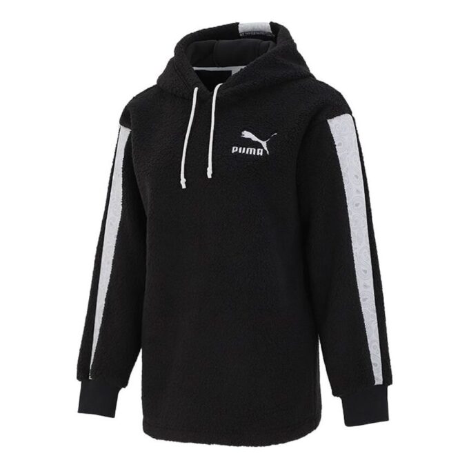 Sudadera con capucha Sherpa para mujer, color blanco y negro