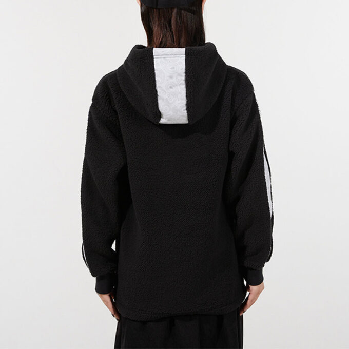 Sudadera con capucha Sherpa para mujer, color blanco y negro