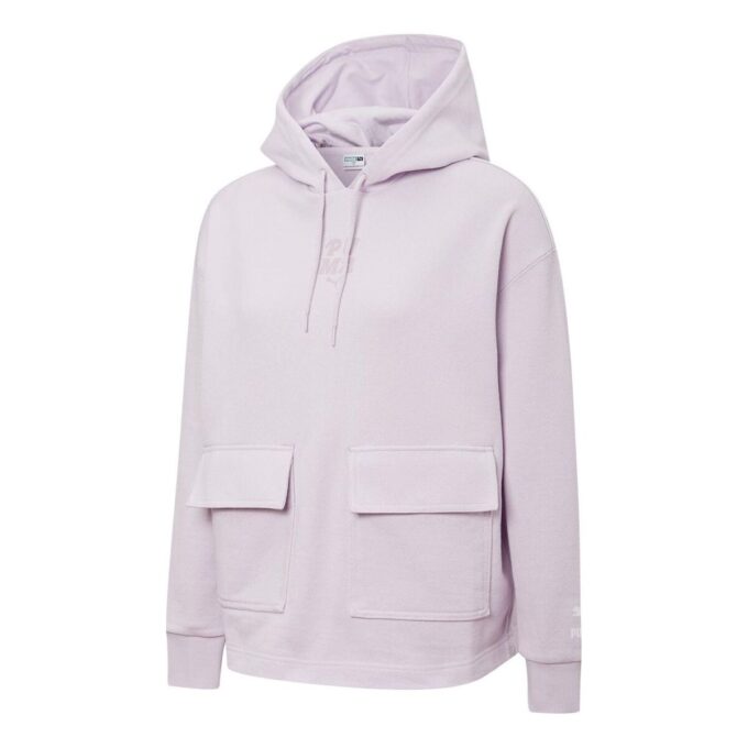 Sudadera con capucha y bolsillo para mujer, color morado