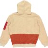 Sudadera con capucha y cremallera completa de sherpa con diseño retro en beige, rojo y verde
