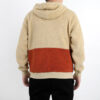 Sudadera con capucha y cremallera completa de sherpa con diseño retro en beige, rojo y verde