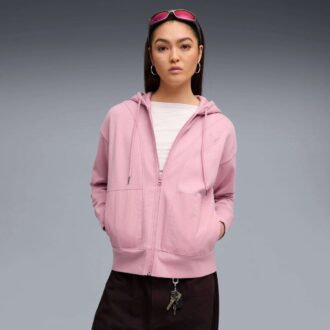 Sudadera con capucha y cremallera relajada para mujer