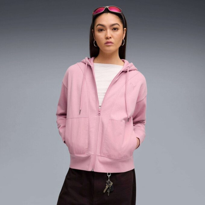 Sudadera con capucha y cremallera relajada para mujer Sudadera con capucha y cremallera relajada para mujer