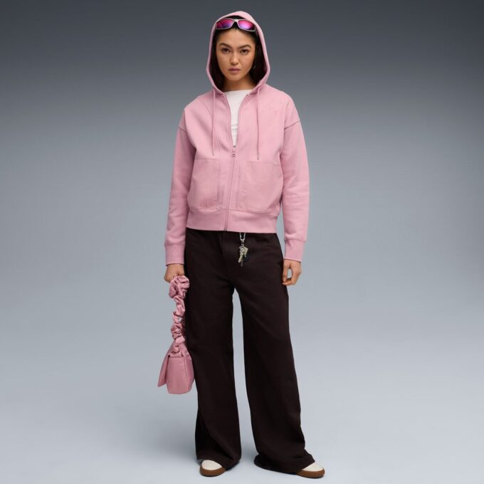 Sudadera con capucha y cremallera relajada para mujer Sudadera con capucha y cremallera relajada para mujer