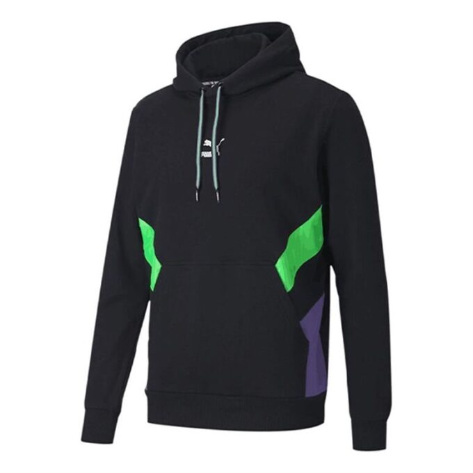 Sudadera con capucha y logo estampado de polar para hombre, color negro