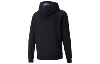 Sudadera con capucha y logo estampado de polar para hombre, color negro