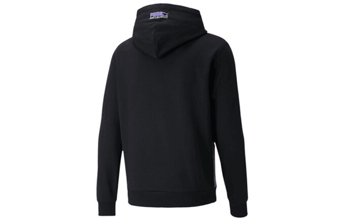 Sudadera con capucha y logo estampado de polar para hombre, color negro