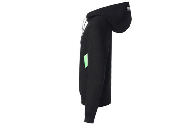 Sudadera con capucha y logo estampado de polar para hombre, color negro
