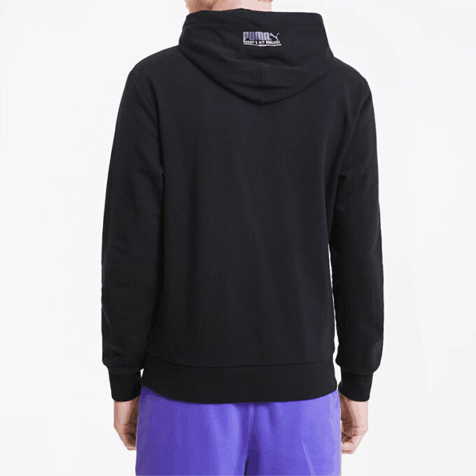 Sudadera con capucha y logo estampado de polar para hombre, color negro